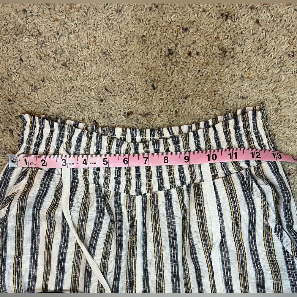 Love Tree Striped White Blue Yellow Linen Drawstring Pants NWT Size M - Picture 7 of 10
